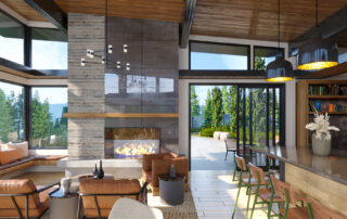Skyline Ridge Lodge View of fireplace from living room