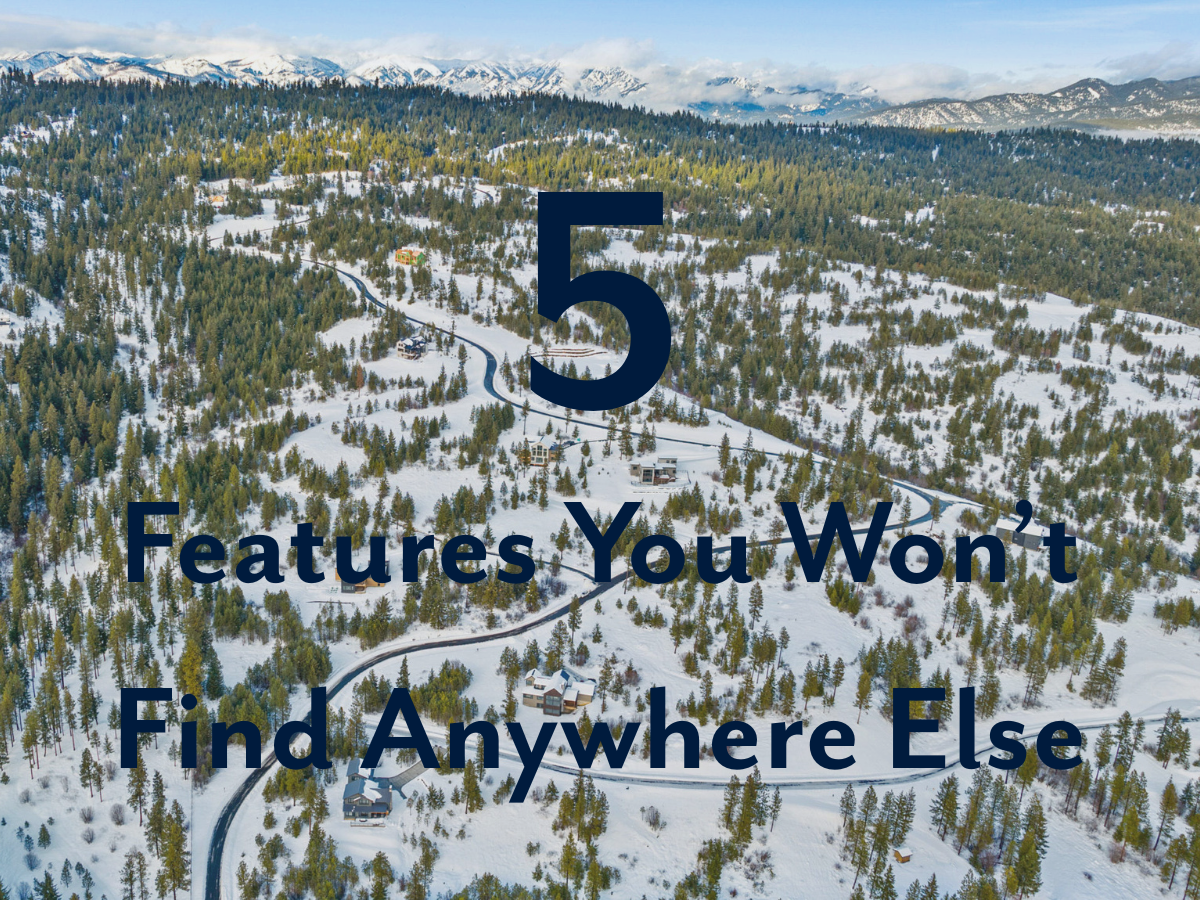 5 features you won't find anywhere else over a photo of the Skyline Ridge hillside in snow