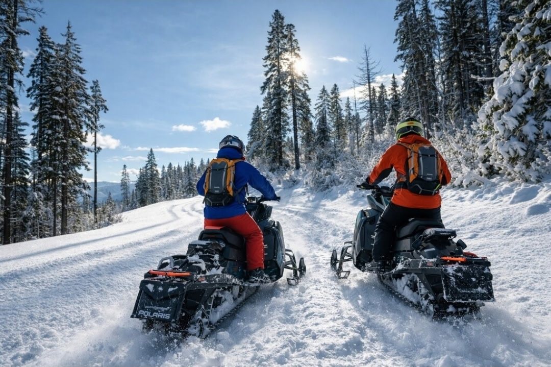 Sean and Jennifer snomobiling